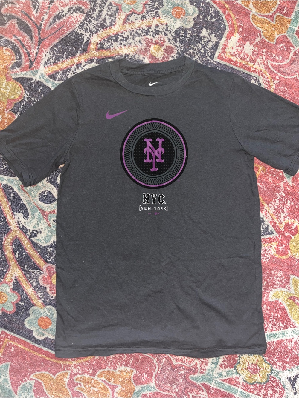 Nike Black Short-Sleeve Tee with Purple NYC Emblem